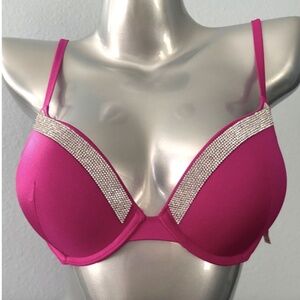 Victoria's Secret Swim Bikini Top Push Up Berry Blush Shine Strap Nwt